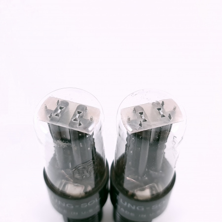 2 X 5Y3GT TUNG-SOL TUBE. 1950s PROD. BLACK PLATES. MATCHED PAIR. 119. CH165