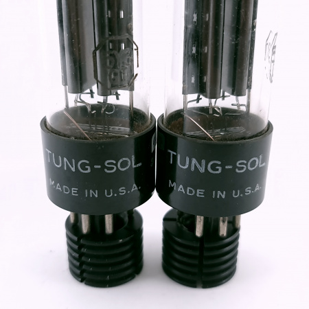 2 X 5Y3GT TUNG-SOL TUBE. 1950s PROD. BLACK PLATES. MATCHED PAIR. 119. CH165