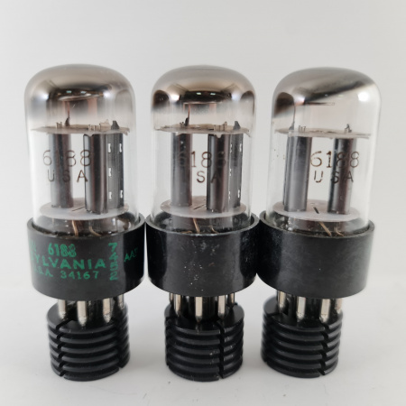 3 X 6188 SYLVANIA TUBE. 1970s PROD. BLACK PLATES. MATCHED PAIR + 1. 120. CH165