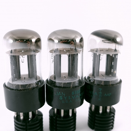 3 X 6188 SYLVANIA TUBE. 1970s PROD. BLACK PLATES. MATCHED PAIR + 1. 120. CH165