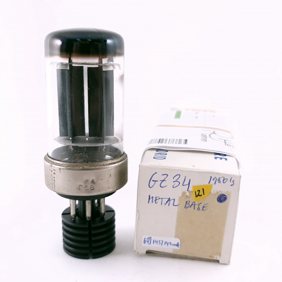 1 X GZ34 / 5AR4 PHILIPS TUBE. 1950s PROD. SOLID GETTER. METAL BASE. 121. CH165