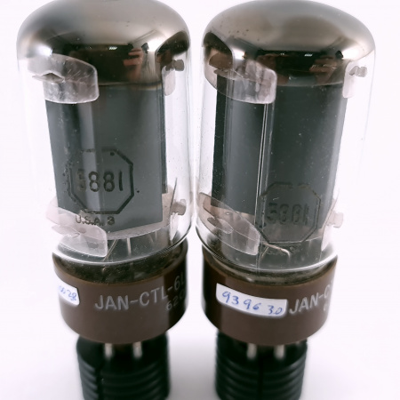 2 X 5881 TUNG-SOL TUBE. 1960s PROD. TRIPLE GETTER. MATCHED PAIR. 125. CH165
