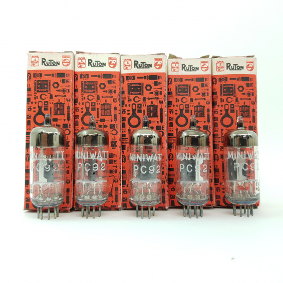 5 X PC92 SIEMENS HALSKE PRODUCTION. MINIWATT BRAND TUBE. CH80