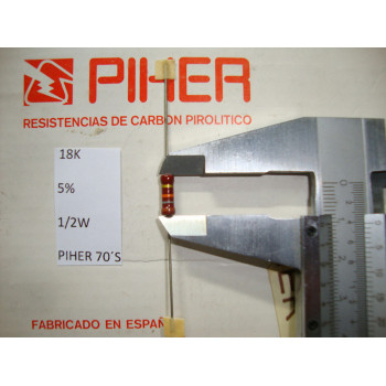 VINTAGE PIHER RESISTOR. 1/2W 18K 5% *1 PC* NEW ORIGINAL 1970´S +2