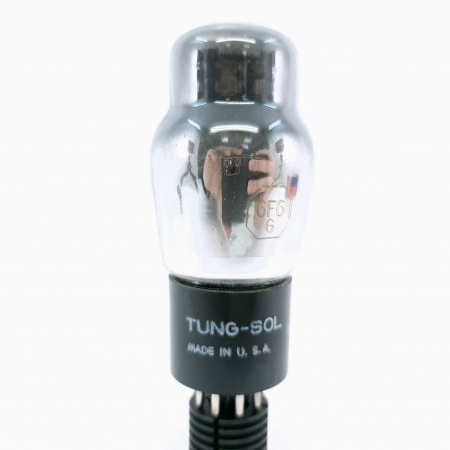 1 X 6F6G TUNG-SOL TUBE. 1950s PROD. BLACK PLATES. FLAT GETTER. 1. CH166