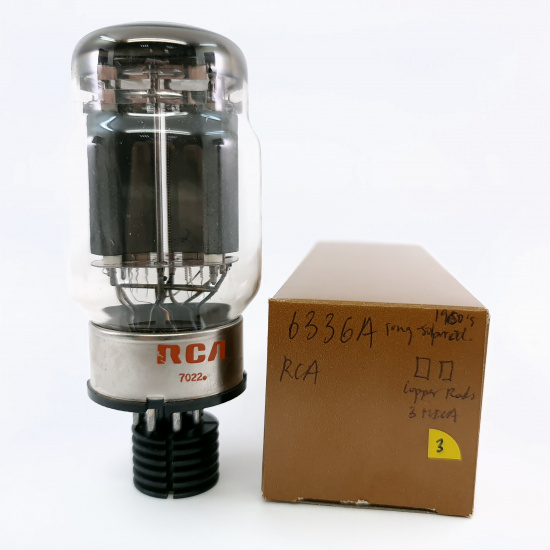 1 X 6336A RCA TUBE. 1960s PROD. BLACK PLATES. DUAL GETTER. 3 MICA. 3. CH166