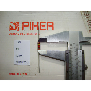 VINTAGE PIHER RESISTOR. 1/2W 1K8 1.8K 5% *1 PC* NEW ORIGINAL 1970´S +