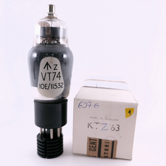 1 X VT74 / KTZ63 MWT TUBE. 1950s PROD. BLACK PLATES. 9. CH166