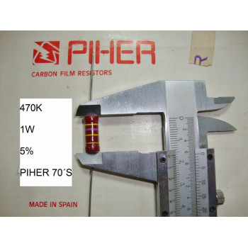 VINTAGE PIHER RESISTOR. 1W 470K 5% *1 PC* NEW ORIGINAL 1970´S+