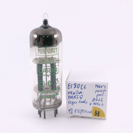 1 X E180CC MINIWATT-DARIO TUBE. 1960s PHILIPS PROD. U-FOIL GETTER. 33. CH166