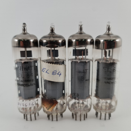4 X EL84 MINIWATT BARCELONA TUBE. 1950s PROD. rX3 CODES. LITTLE USED. 38. CH166