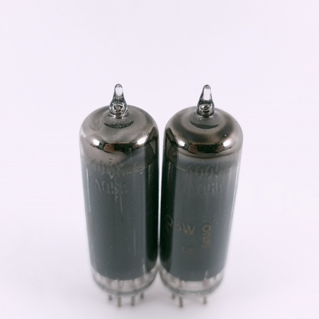 2 X 6005 / 6AQ5W SYLVANIA GOLD TUBE. 1960s PROD. BLACK PLATES. 41. CH166