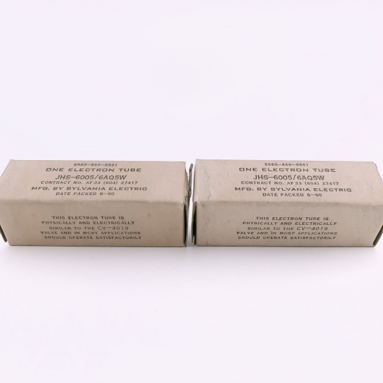 2 X JHS 6005 / 6AQ5W SYLVANIA GOLD...