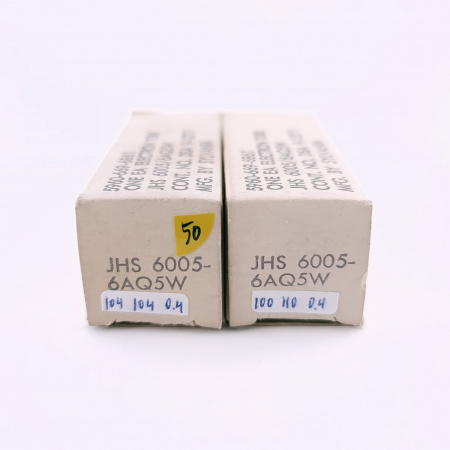 2 X JHS 6005 / 6AQ5W SYLVANIA TUBE. 1964 PROD. BLA. PLA. MATCHED PAIR. 50.CH166