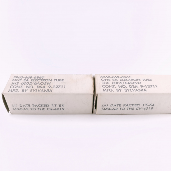 2 X JHS 6005 / 6AQ5W SYLVANIA TUBE....