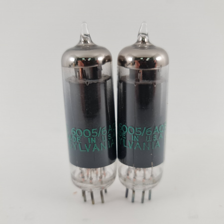 2 X JHS 6005 / 6AQ5W SYLVANIA TUBE. 1964 PROD. BLA. PLA. MATCHED PAIR. 50.CH166