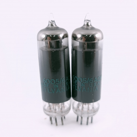 2 X JHS 6005 / 6AQ5W SYLVANIA TUBE. 1964 PROD. BLA. PLA. MATCHED PAIR. 50.CH166