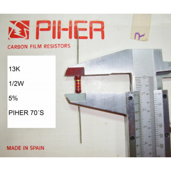 VINTAGE PIHER RESISTOR. 1/2W 13K 5% *1 PC* NEW ORIGINAL 1970´S +