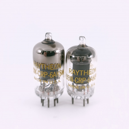 2 X 6AK5W RAYTHEON TUBE. 1950s ARMY PROD. BLACK PLATES. MATCHED PAIR. 54. CH166