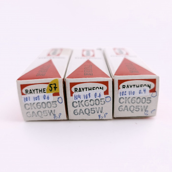 3 X 6AQ5W RAYTHEON TUBE....
