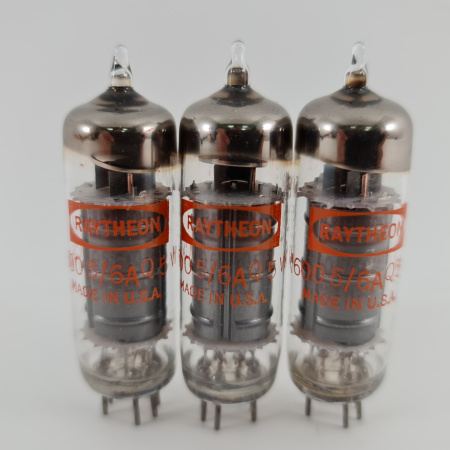 3 X 6AQ5W RAYTHEON TUBE. 1960s GE PROD. BLACK PLATES. MATCHED TRIO. 57. CH166