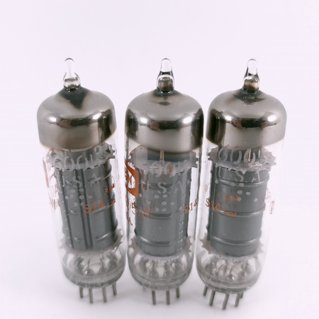 3 X 6AQ5W RAYTHEON TUBE. 1960s GE PROD. BLACK PLATES. MATCHED TRIO. 57. CH166