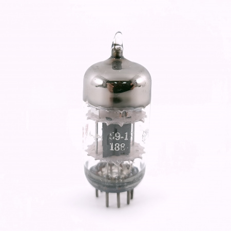 1 X 6201 GENERAL ELECTRIC TUBE. 1950s PROD. BLACK PLATES. 3M. D-G.USED.76.CH166