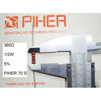 VINTAGE PIHER RESISTOR. 1/2W 360Ω 360R 360Ohm 5% *1 PC* NEW ORIGINAL 1970´S +