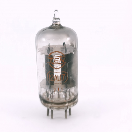 1 X 12AU7 TEN TUBE. 1960s PROD. 17MM PLATES. RECTANGULAR GETTER. USED. 99.CH166