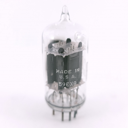 1 X 12AU7A RCA TUBE. 1958 PROD. 17MM BLACK PLATES. RECTANGULAR GETTER.100.CH166