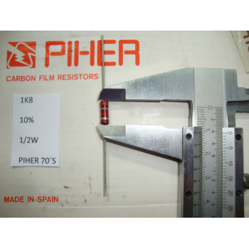 VINTAGE PIHER RESISTOR. 1/2W 1K8 1.8K 10% *1 PC* NEW ORIGINAL 1970´S +