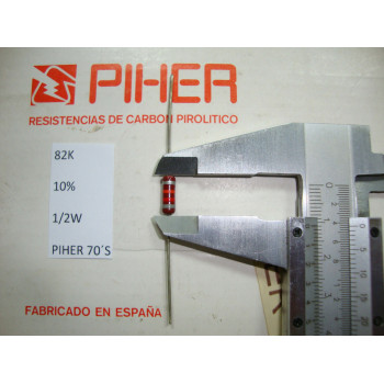VINTAGE PIHER RESISTOR. 1/2W 82K 10% *1 PC* NEW ORIGINAL 1970´S +
