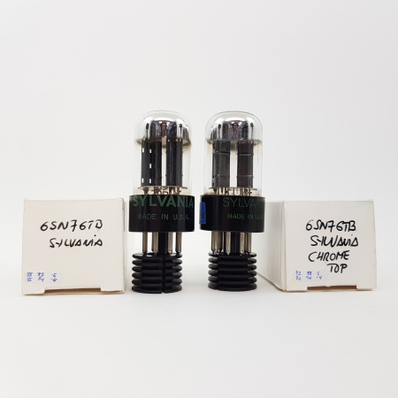 2 X 6SN7GTB SYLVANIA TUBE. CHROME TOP. ANGLED BLACKPLATES. MATCHED PAIR. C143