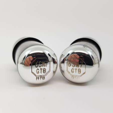2 X 6SN7GTB SYLVANIA TUBE. CHROME TOP. ANGLED BLACKPLATES. MATCHED PAIR. C143