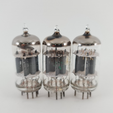 3 X 5751 SYLVANIA TUBE. 1960s PROD. SOLID GETTER. COPPER RODS. USED. 115. CH166