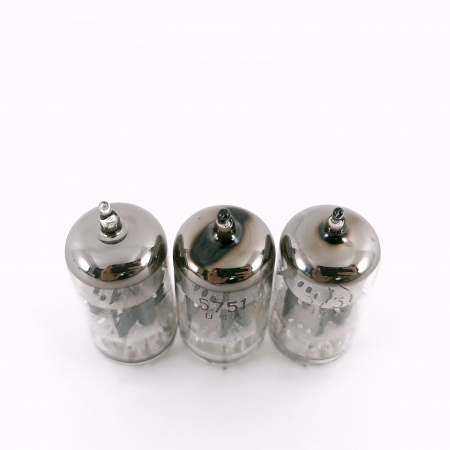 3 X 5751 SYLVANIA TUBE. 1960s PROD. SOLID GETTER. COPPER RODS. USED. 115. CH166