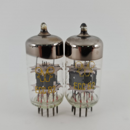 2 X ECC82 ANNA SEGHERS TUBE. 1960s TESLA PROD. PLATINUM MATCHED. 124. CH166