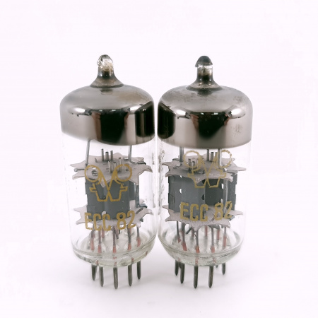 2 X ECC82 ANNA SEGHERS TUBE. 1960s TESLA PROD. PLATINUM MATCHED. 124. CH166