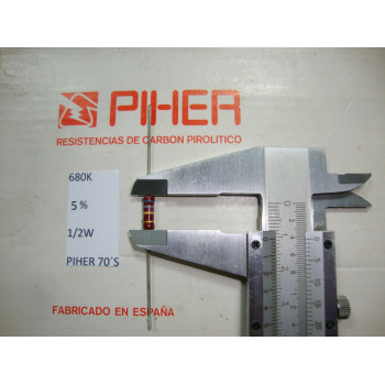 VINTAGE PIHER RESISTOR. 1/2W 680K 5% *1 PC* NEW ORIGINAL 1970´S +