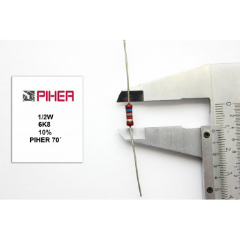VINTAGE PIHER RESISTOR. 1/2W 6K8 6,8K 10% *1 PC* NEW ORIGINAL 1970´S + F221015