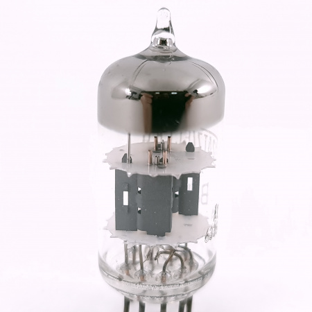 1 X 12AT7 BELVU TUBE. 1960s LA RADIOTECHNIQUE PROD. COPPER RODS. 133. CH166