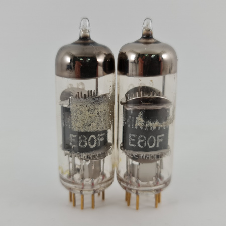2 X E80F PHILIPS-MINIWATT TUBE. 1960s PROD. GOLD PIN. SQ.MATCHED PAIR.141.CH166