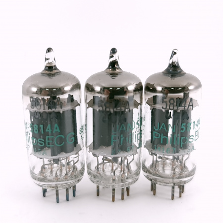 3 X JAN 5814A PHILIPC ECG TUBE. 1980s PROD. 17MM PLATES. MATCHED TRIO. 6. CH167