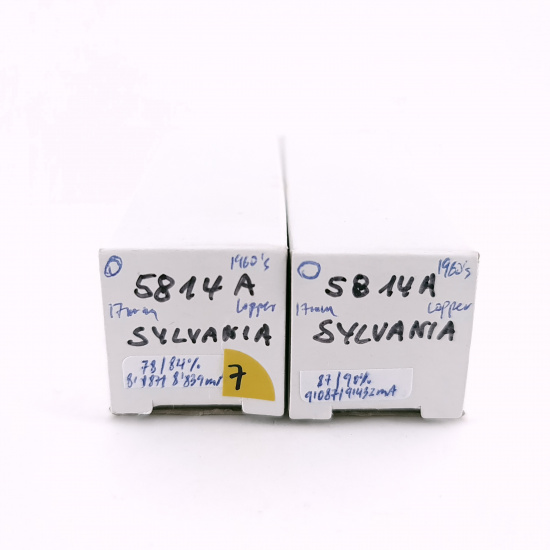 2 X 5814A SYLVANIA TUBE. 1960s PROD. 17MM PLATES. MATCHED PAIR. USED. 7. CH167