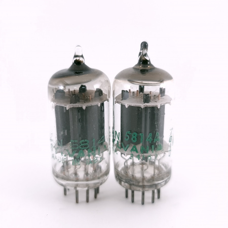 2 X 5814A SYLVANIA TUBE. 1960s PROD. 17MM PLATES. MATCHED PAIR. USED. 7. CH167