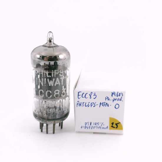 1 X ECC83 PHILIPS-MINIWATT TUBE. 1960s PROD. USED. 25. CH167