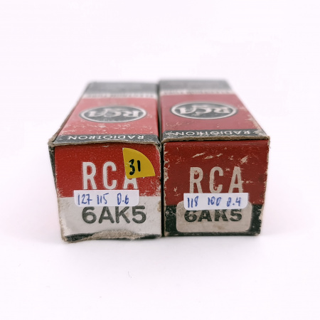 2 X 6AK5 RCA TUBE. 1950s PROD. CHROME PLATES. MATCHED PAIR. 31. CH167