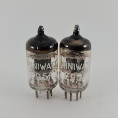 2 X E95F MINIWATT TUBE. 1960s PROD. BLACK PLATES. SQ. MATCHED PAIR. 34. CH167