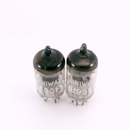 2 X E95F MINIWATT TUBE. 1960s PROD. BLACK PLATES. SQ. MATCHED PAIR. 34. CH167