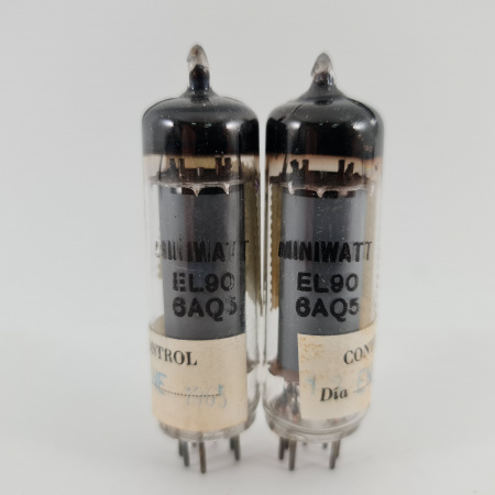 2 X 6AQ5 / EL90 MINIWATT BARCELONA TUBE. 1950s PROD. MATCHED PAIR. 45. CH167